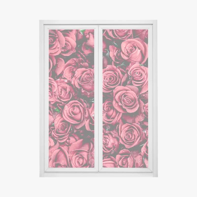 Adesivo per finestra mosaico di rose rosse