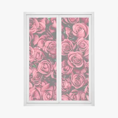 Adesivo per finestra mosaico di rose rosse • Wallissimo®