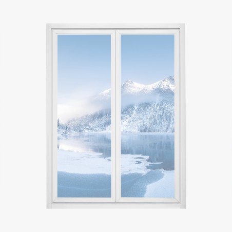 Adesivo per finestra panorama invernale sulle Alpi • Wallissimo®
