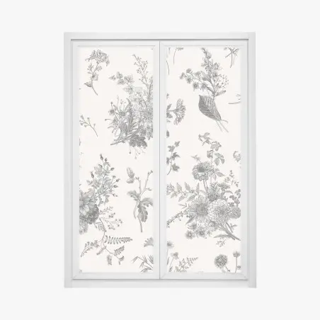 Adesivo per finestra motivo botanico vintage in bianco e nero • Wallissimo®