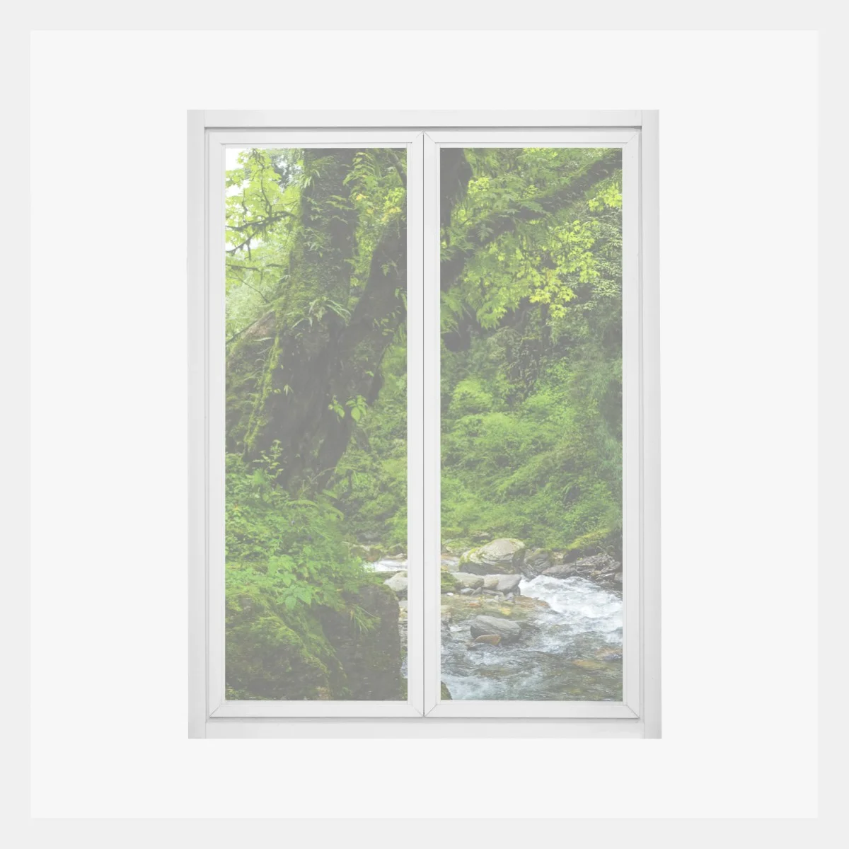 Adesivo per finestra angolo verde: cascata nella foresta • Wallissimo® Adesivo per finestra angolo verde: cascata nella foresta • Wallissimo®