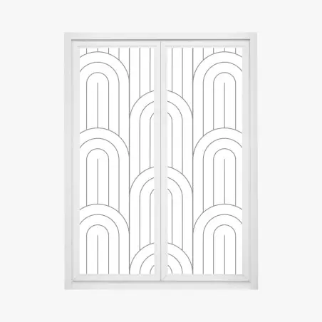 Adesivo per finestra motivo ad archi geometrico minimale in bianco e nero • Wallissimo®