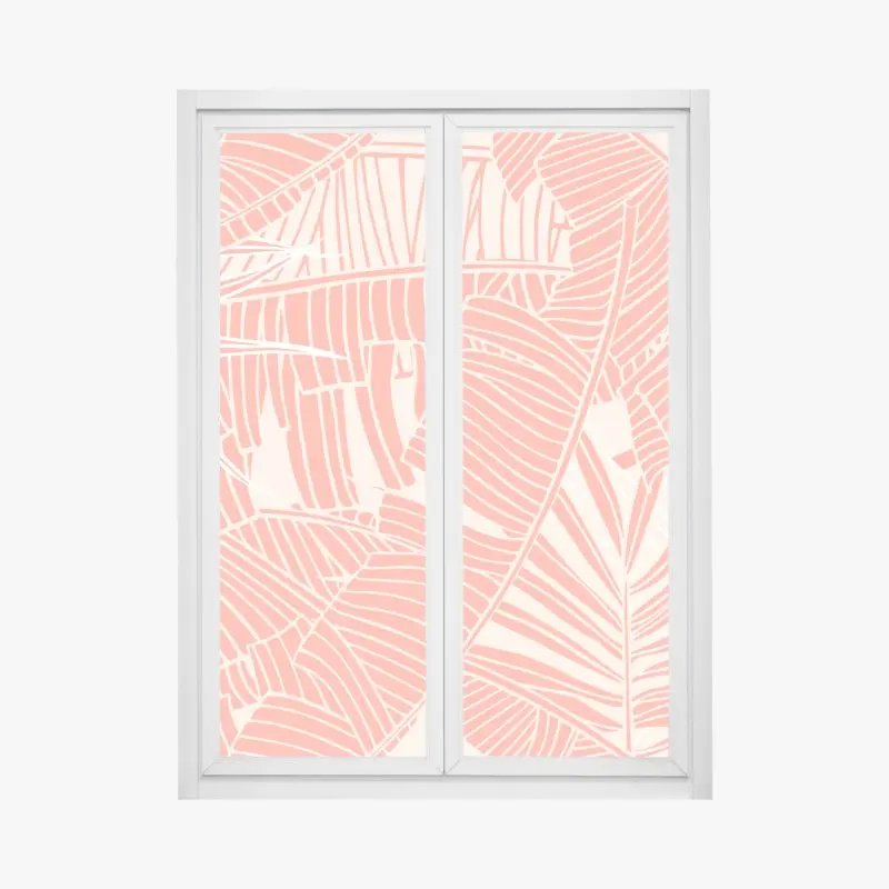 Adesivo per finestra motivo di foglie tropicali color corallo