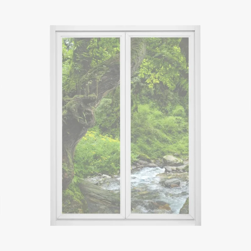 Adesivo per finestra bosco incantato sul ruscello