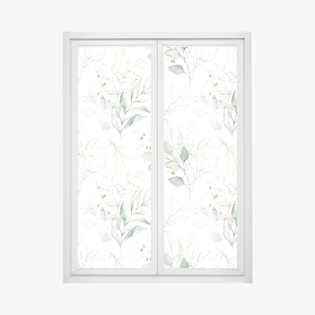 Adesivo per finestra motivo botanico acquerellato con accenti dorati • Wallissimo®