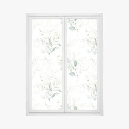 Adesivo per finestra motivo botanico acquerellato con accenti dorati • Wallissimo®