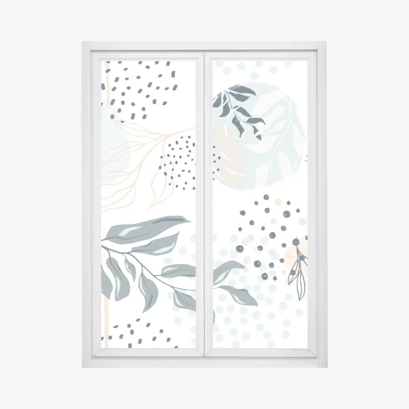Adesivo per finestra motivo botanico astratto in pastello