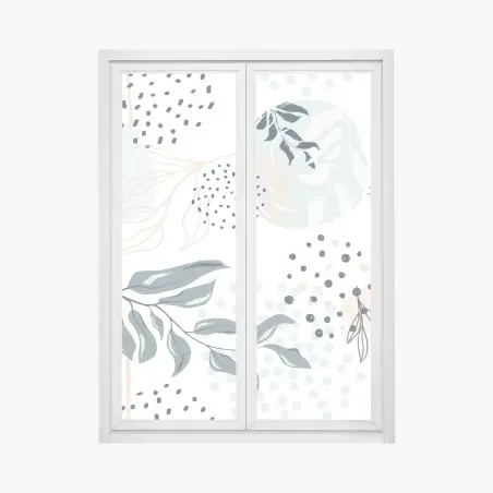 Adesivo per finestra motivo botanico astratto in pastello • Wallissimo®