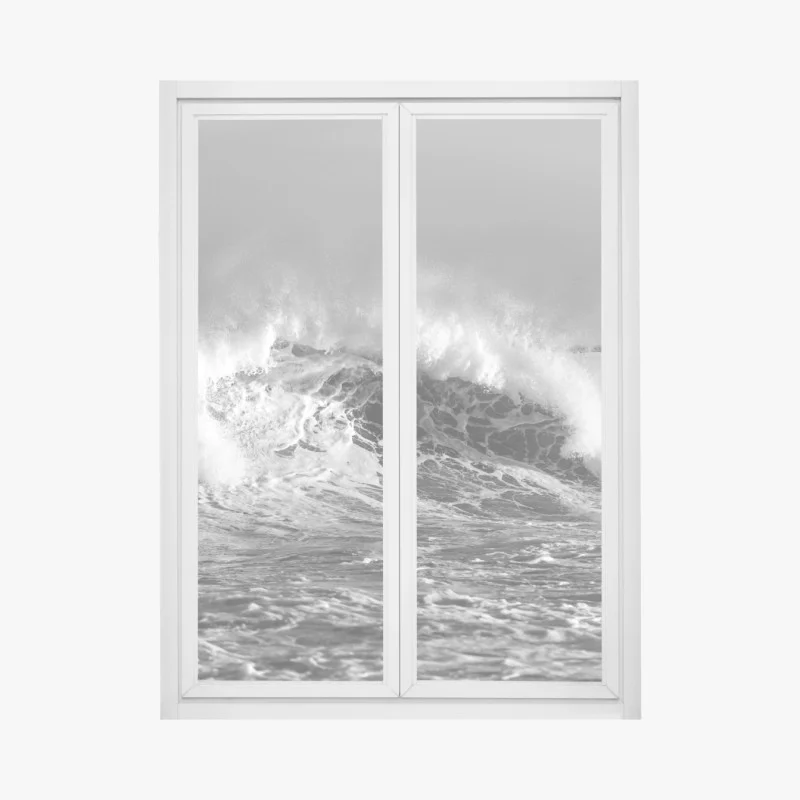 Adesivo per finestra onda potente in bianco e nero