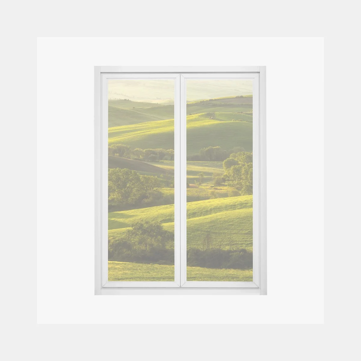 Adesivo per finestra colline verdi dorate • Wallissimo® Adesivo per finestra colline verdi dorate • Wallissimo®