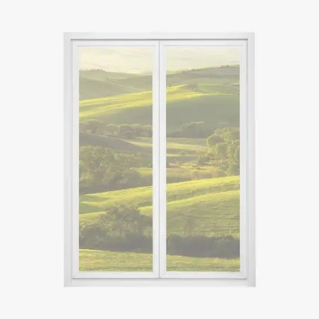 Adesivo per finestra colline verdi dorate • Wallissimo®