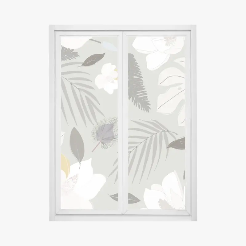 Adesivo per finestra motivo botanico elegante in tonalità salvia
