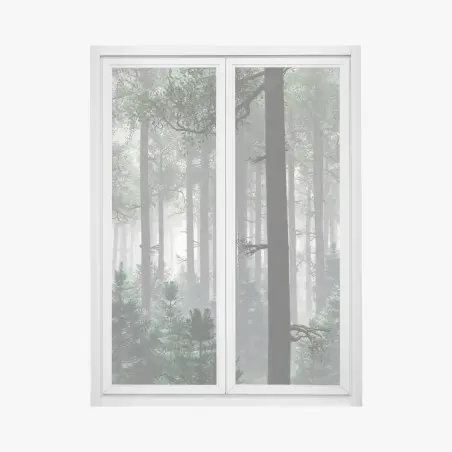 Adesivo per finestra foresta avvolta nella nebbia • Wallissimo®