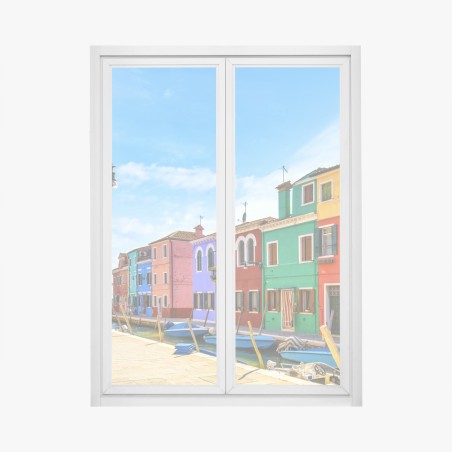 Adesivo per finestra incantevole scorcio colorato di Burano • Wallissimo®