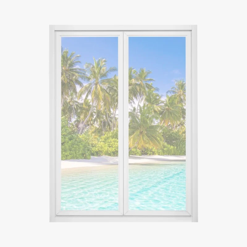 Adesivo per finestra spiaggia tropicale e acqua cristallina