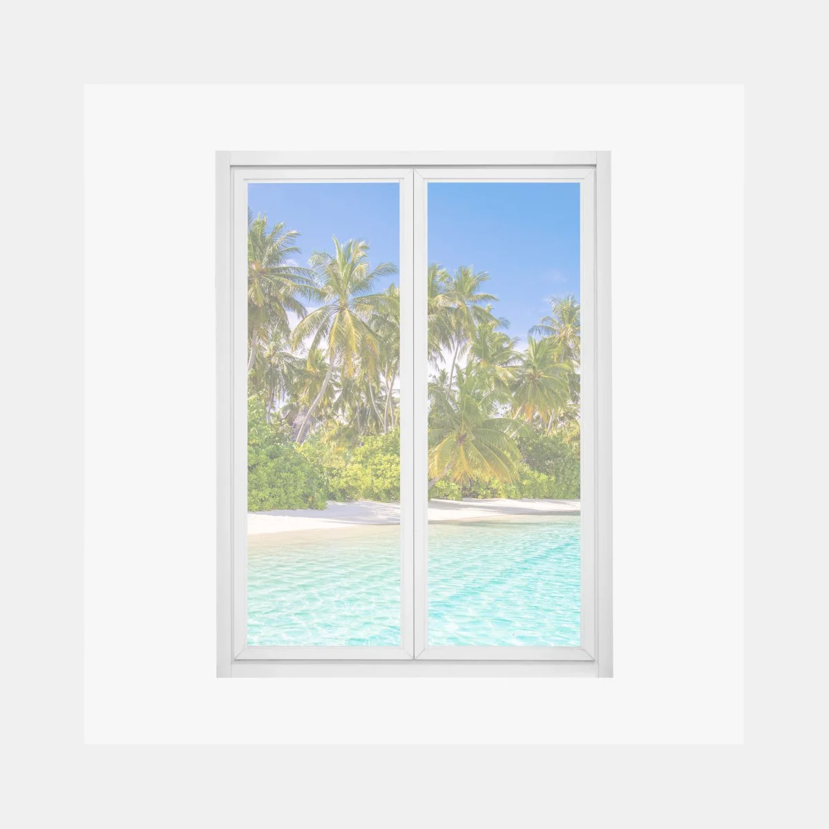 Adesivo per finestra spiaggia tropicale e acqua cristallina • Wallissimo® Adesivo per finestra spiaggia tropicale e acqua cristallina • Wallissimo®