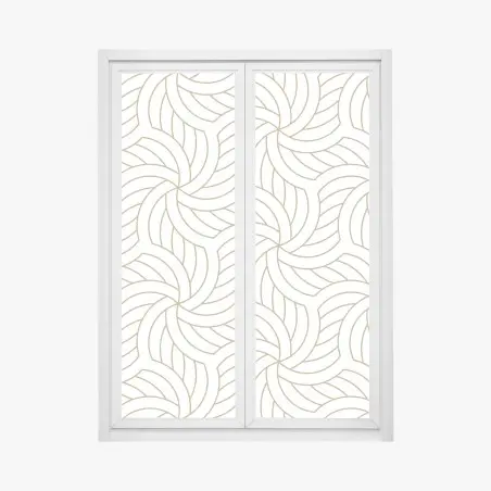 Adesivo per finestra motivo geometrico dorato su sfondo bianco • Wallissimo®