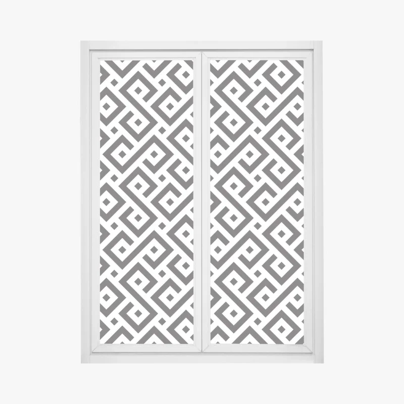 Adesivo per finestra motivo geometrico labirintico in bianco e nero