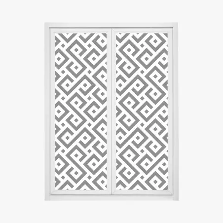 Adesivo per finestra motivo geometrico labirintico in bianco e nero • Wallissimo®