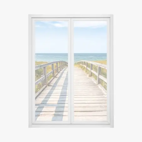 Adesivo per finestra passerella verso il mare • Wallissimo®