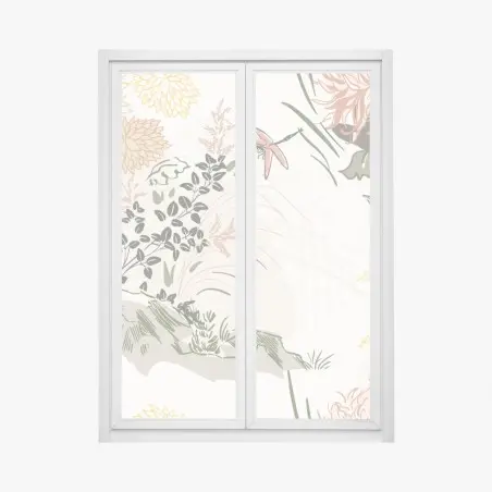 Adesivo per finestra motivo floreale delicato in colori pastello • Wallissimo®