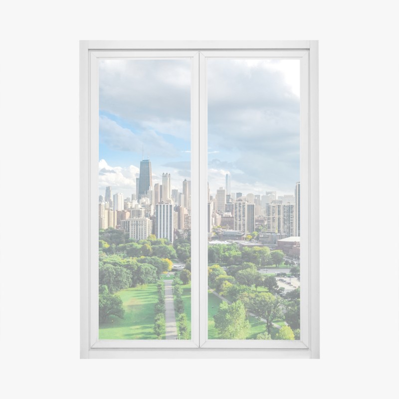 Adesivo per finestra panoramica urbana di Chicago con parco e lago