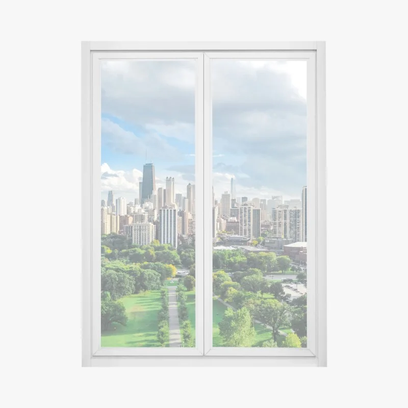 Adesivo per finestra panoramica urbana di Chicago con parco e lago