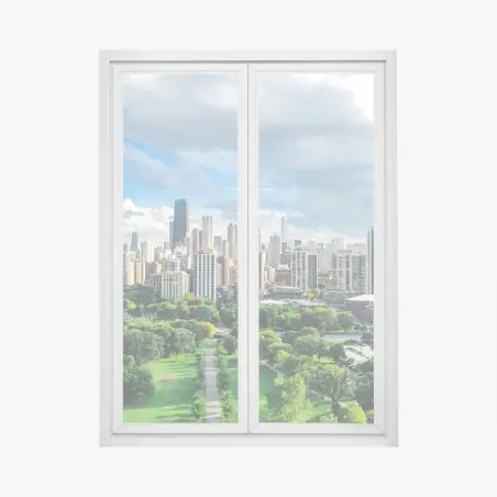 Adesivo per finestra panoramica urbana di Chicago con parco e lago • Wallissimo®