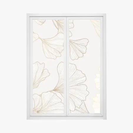 Adesivo per finestra foglie di ginkgo dorate su fondo chiaro • Wallissimo®