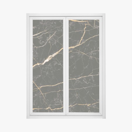 Adesivo per finestra marmo nero con venature dorate • Wallissimo®