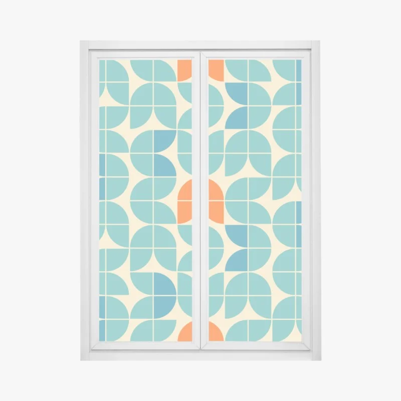 Adesivo per finestra motivo geometrico retrò con tulipani stilizzati