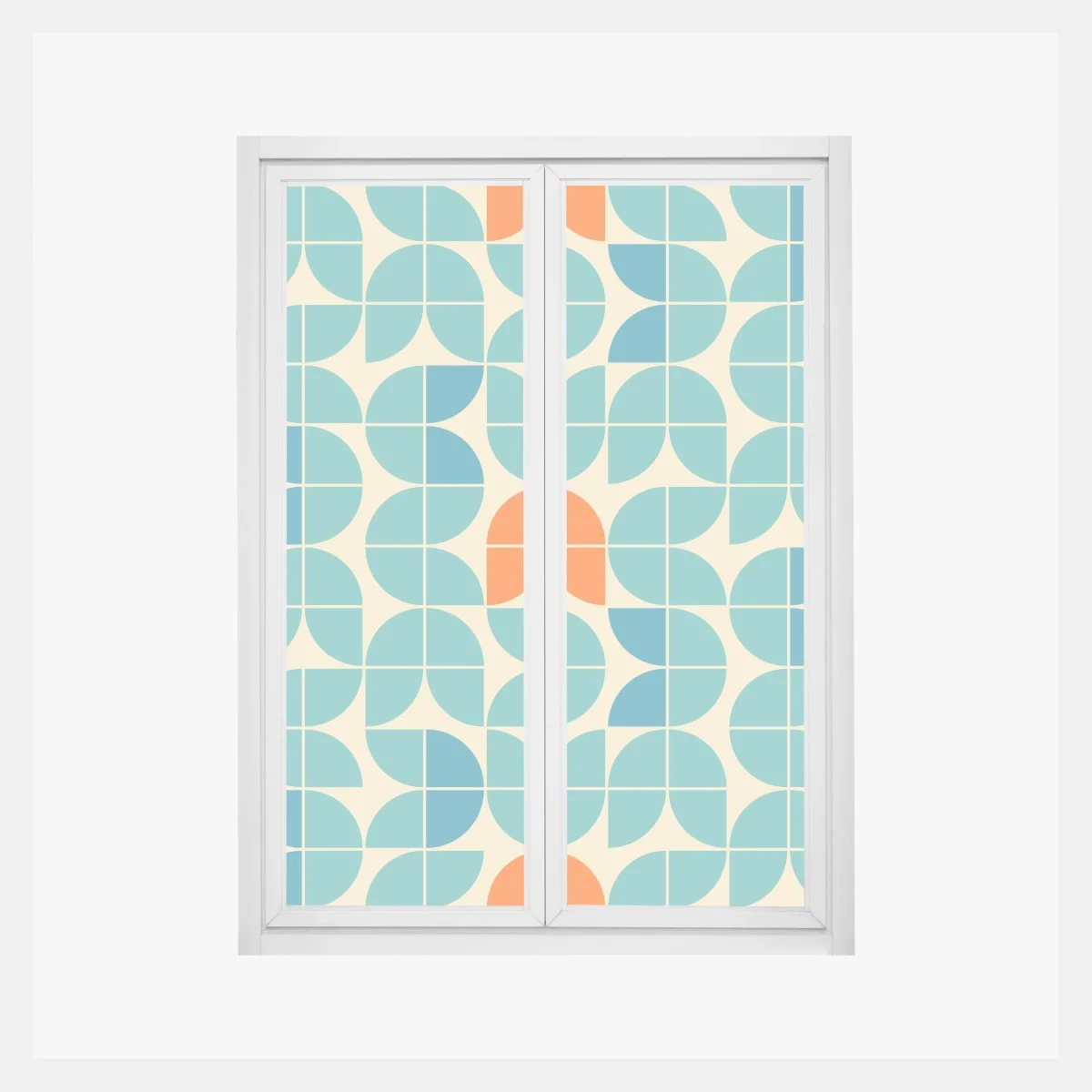 Adesivo per finestra motivo geometrico retrò con tulipani stilizzati • Wallissimo® Adesivo per finestra motivo geometrico retrò con tulipani stilizzati • Wallissimo®