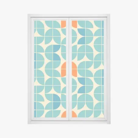 Adesivo per finestra motivo geometrico retrò con tulipani stilizzati • Wallissimo®