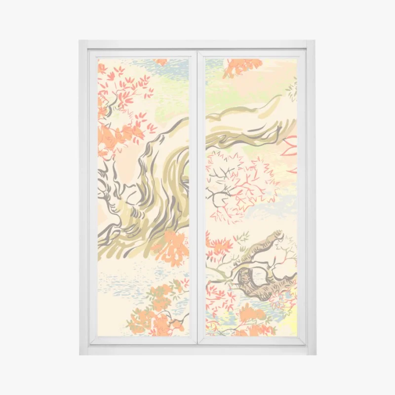 Adesivo per finestra aceri autunnali in stile giapponese