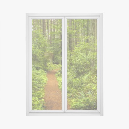 Adesivo per finestra sentiero incantato nella foresta verde • Wallissimo®