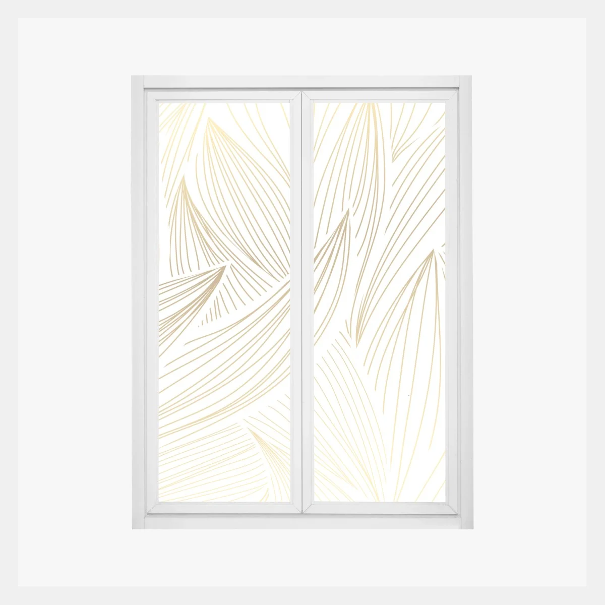 Adesivo per finestra motivo foglie dorate su sfondo bianco • Wallissimo® Adesivo per finestra motivo foglie dorate su sfondo bianco • Wallissimo®