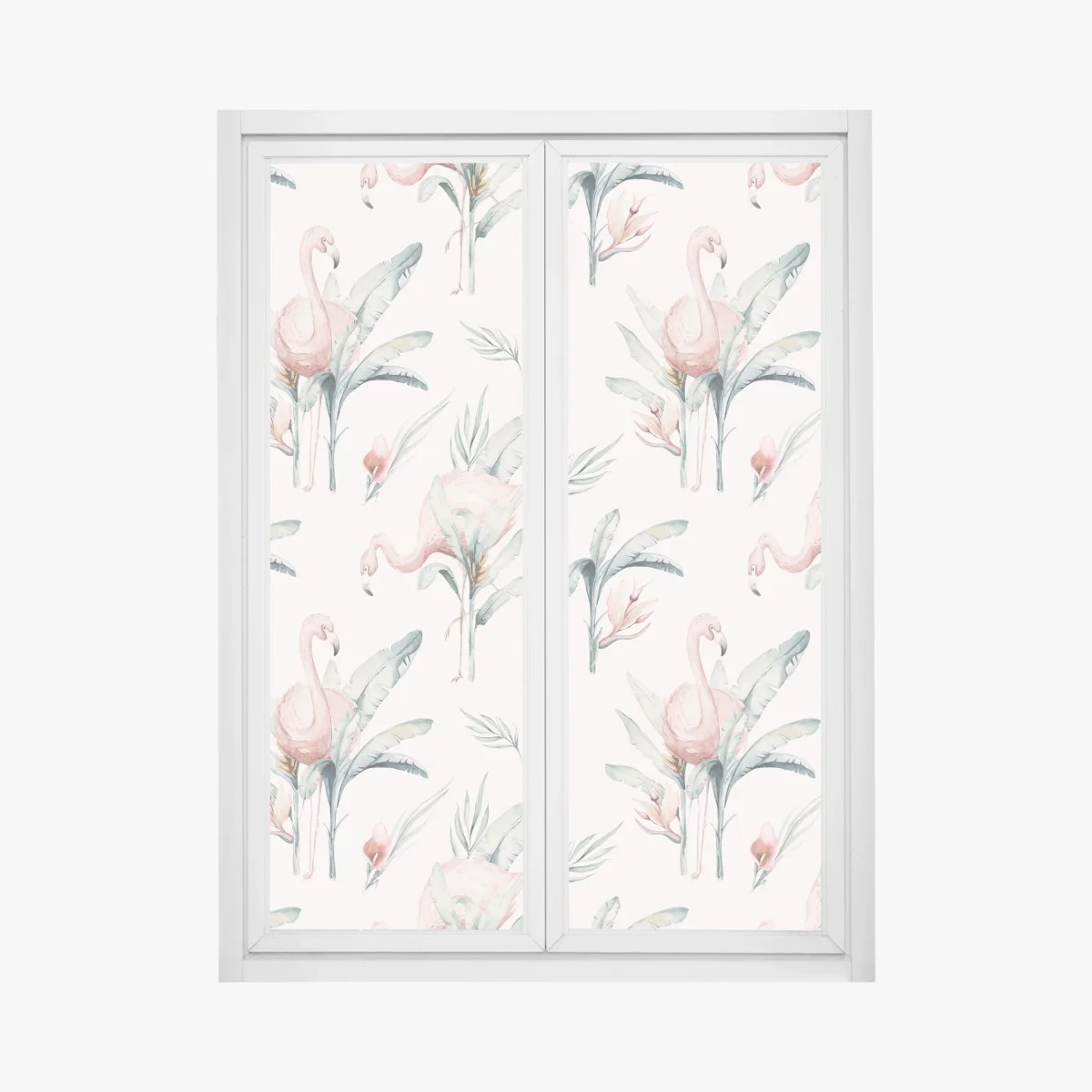 Adesivo per finestra fenicotteri acquerellati su sfondo rosa • Wallissimo® Adesivo per finestra fenicotteri acquerellati su sfondo rosa • Wallissimo®