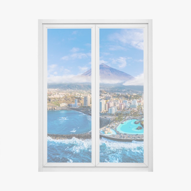 Adesivo per finestra panorama costiero di Tenerife con il Teide