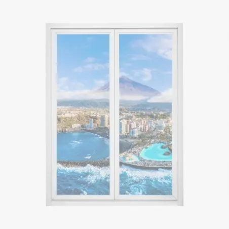 Adesivo per finestra panorama costiero di Tenerife con il Teide • Wallissimo®