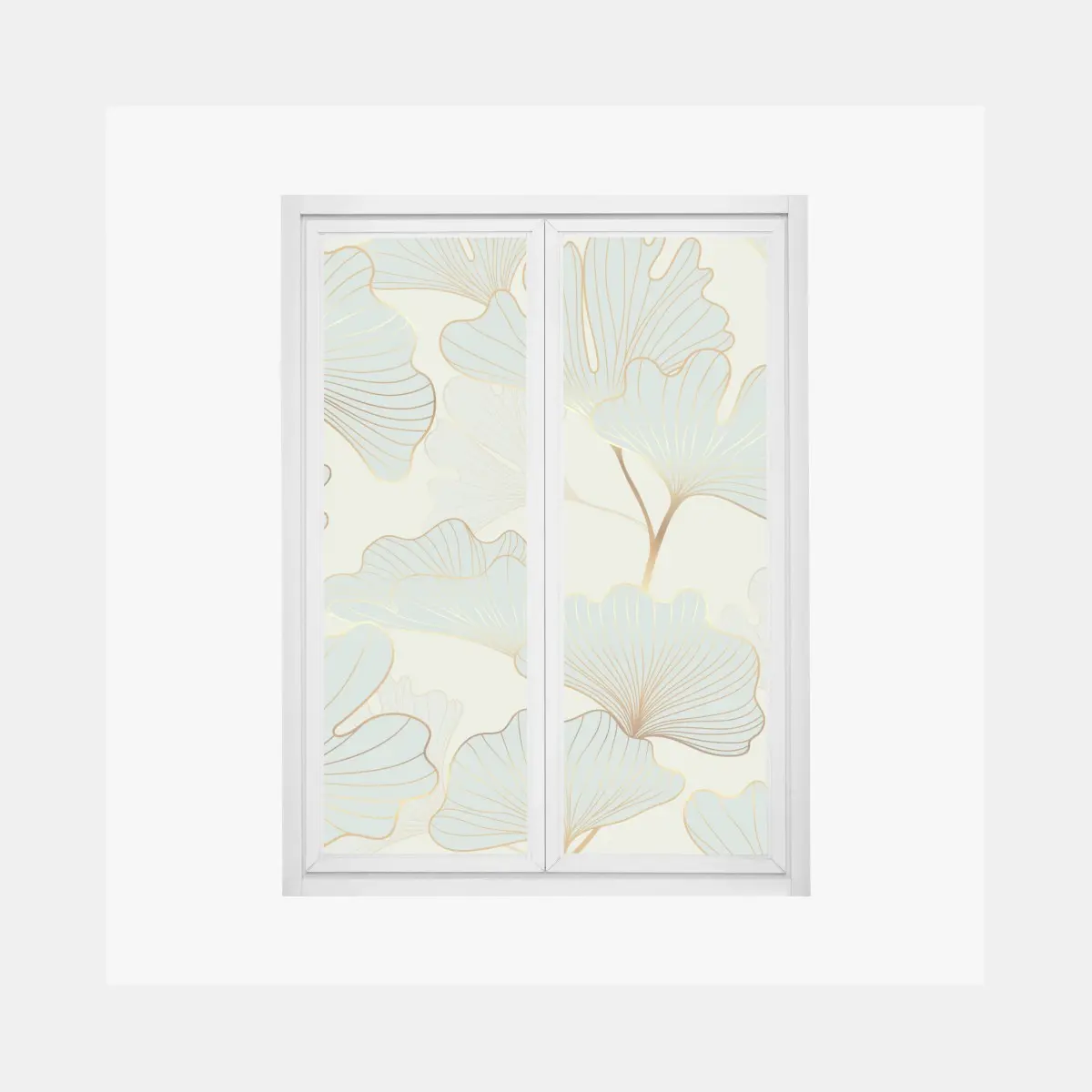 Adesivo per finestra motivo elegante di foglie di ginkgo con dettagli dorati • Wallissimo® Adesivo per finestra motivo elegante di foglie di ginkgo con dettagli dorati • Wallissimo®