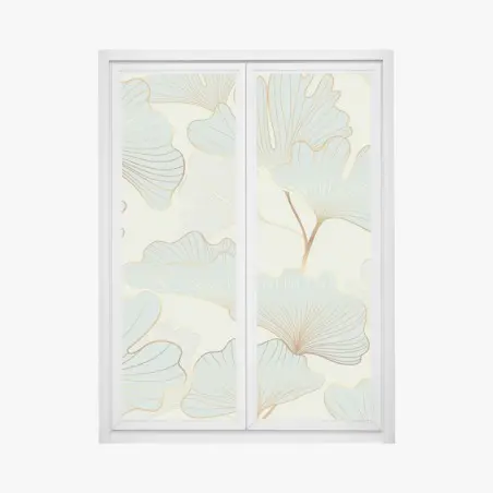 Adesivo per finestra motivo elegante di foglie di ginkgo con dettagli dorati • Wallissimo®