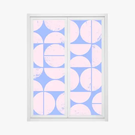Adesivo per finestra motivo geometrico rosa e blu con effetto vintage • Wallissimo®