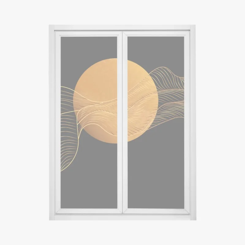 Adesivo per finestra eleganza dorata su sfondo nero