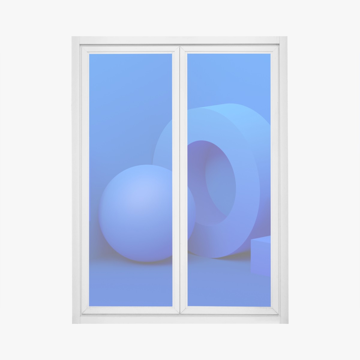 Adesivo per finestra composizione geometrica blu minimalista • Wallissimo®