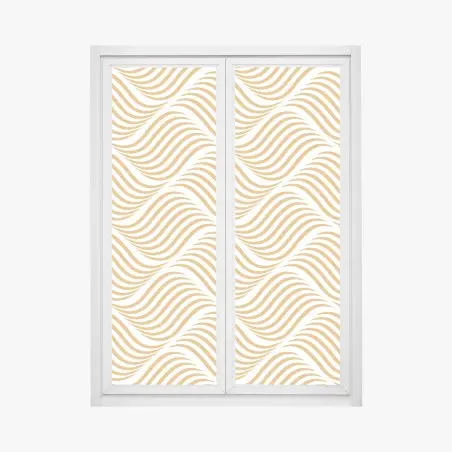 Adesivo per finestra onde dorate su sfondo bianco • Wallissimo®