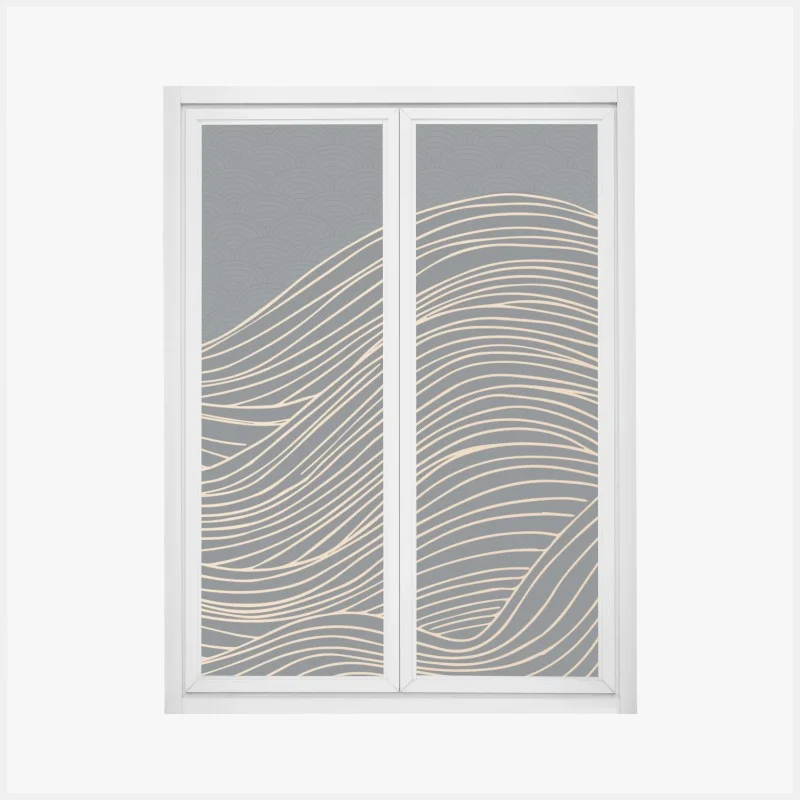 Adesivo per finestra paesaggio di onde dorate