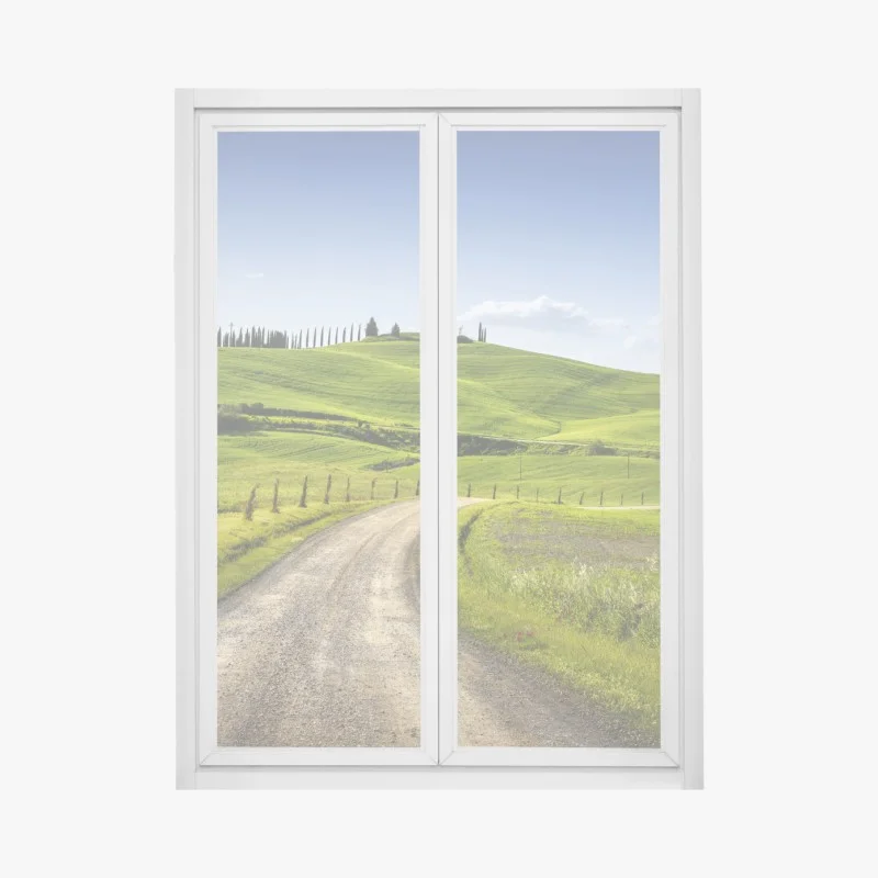 Adesivo per finestra strada sinuosa verso Siena tra le colline della Toscana