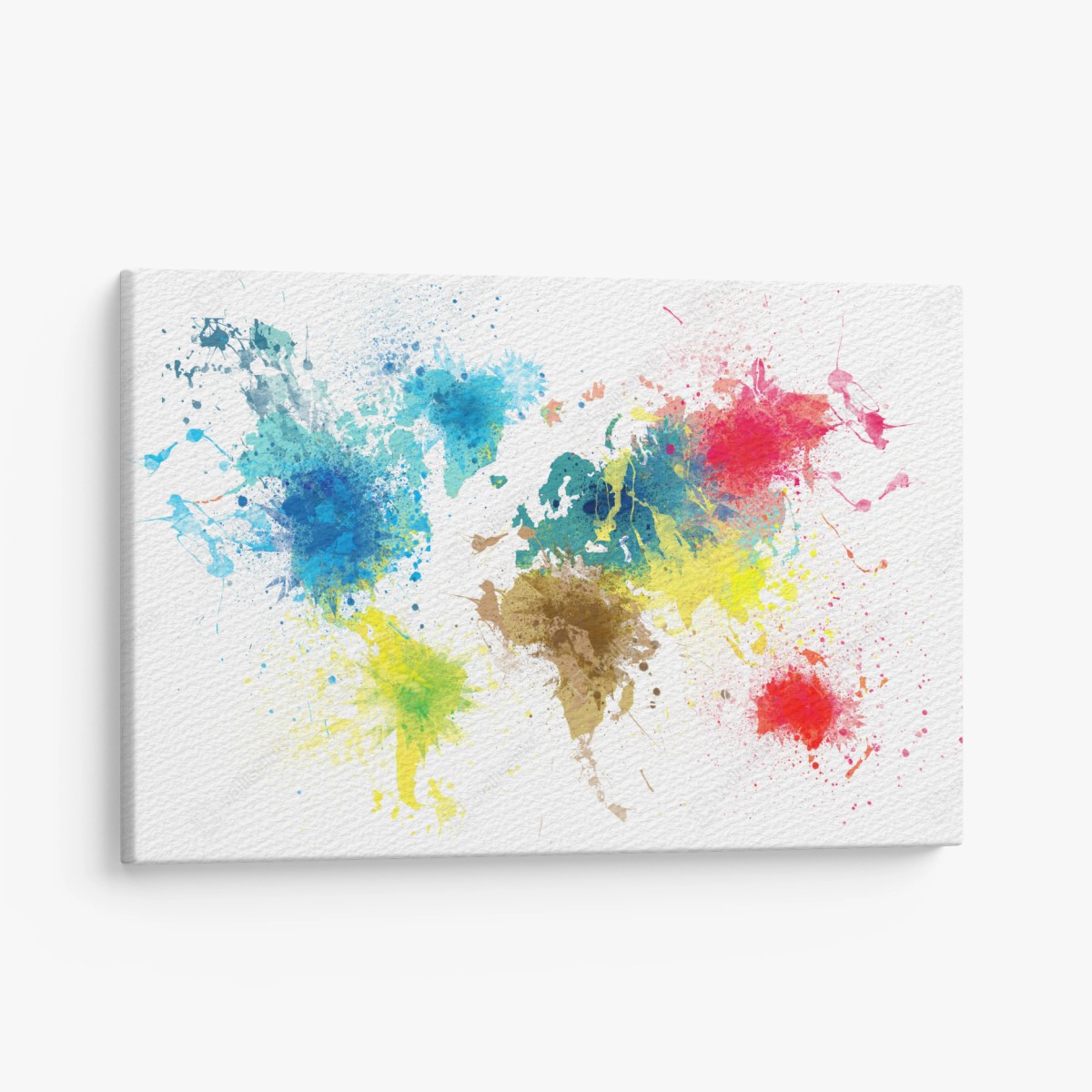 Quadro su tela mappa del mondo a schizzi di colore • Wallissimo®