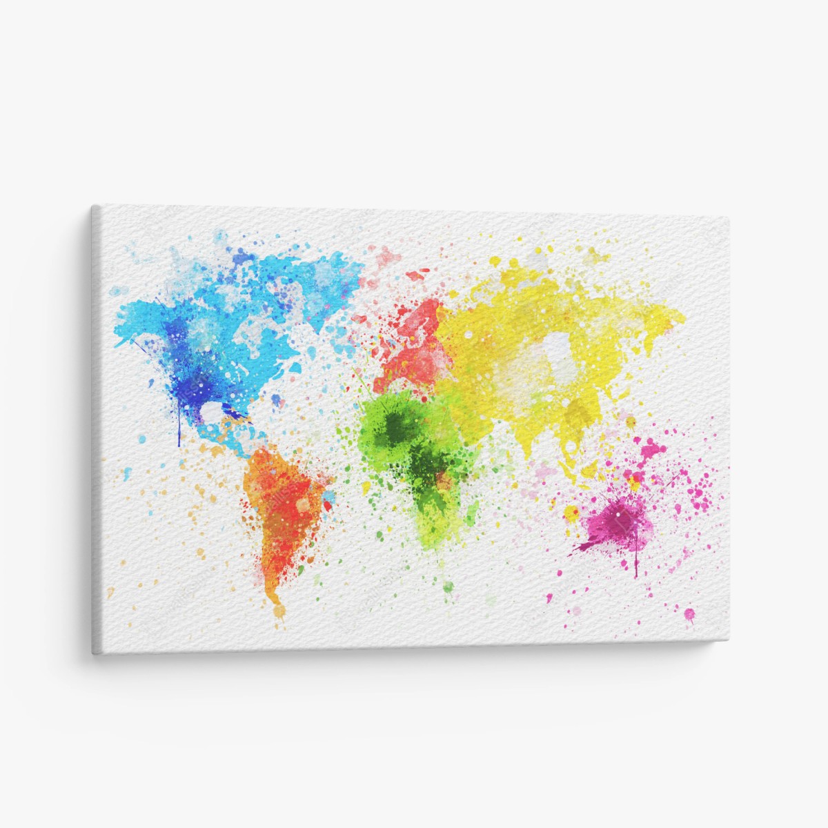 Quadro su tela mappa del mondo ad acquerello vivace • Wallissimo®