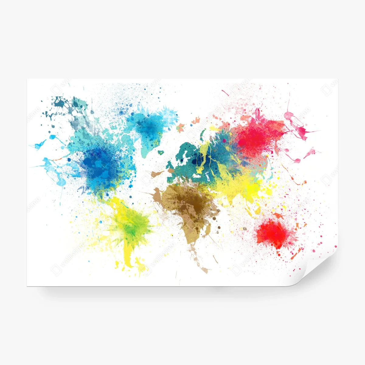 Carta da parati mappa del mondo a schizzi di colore • Wallissimo®